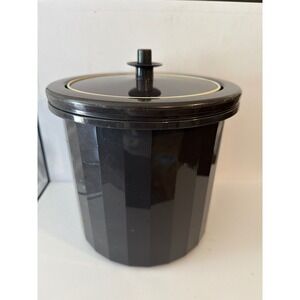 Vintage Tupperware Black Faceted Ice Bucket with Lid and Starburst Insert 1533-4